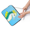 Seahorse Teal Blue Stained Glass Pattern Ink Laptop Sleeve