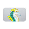 Seahorse Teal Grey Stained Glass Pattern Ink Bath Mat Large 34X21 Home Decor