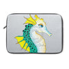 Seahorse Teal Grey Stained Glass Pattern Ink Laptop Sleeve 13