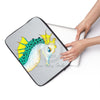 Seahorse Teal Grey Stained Glass Pattern Ink Laptop Sleeve