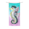 Seahorse Teal Magenta Watercolor Art Polycotton Towel 30 × 60 Home Decor