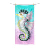 Seahorse Teal Magenta Watercolor Art Polycotton Towel 36 × 72 Home Decor