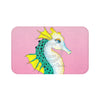 Seahorse Teal Pink Stained Glass Pattern Ink Bath Mat Large 34X21 Home Decor