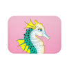 Seahorse Teal Pink Stained Glass Pattern Ink Bath Mat Small 24X17 Home Decor