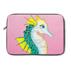 Seahorse Teal Pink Stained Glass Pattern Ink Laptop Sleeve 13
