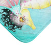 Seahorse Teal Pink Watercolor Art Bath Mat Home Decor