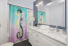 Seahorse Teal Pink Watercolor Art Shower Curtains Home Decor