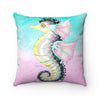 Seahorse Teal Pink Watercolor Art Square Pillow 14 X Home Decor
