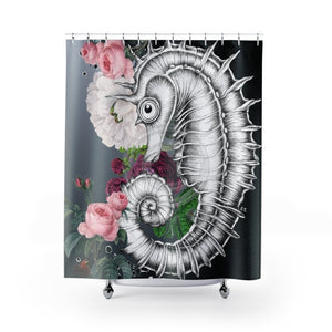 Seahorse Vintage Pink Roses Gray Shower Curtains 71 X 74 Home Decor