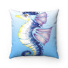 Seahorse Watercolor Blue Ink Art Square Pillow 14X14 Home Decor