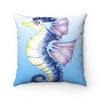 Seahorse Watercolor Blue Ink Art Square Pillow Home Decor