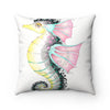 Seahorse Watercolor Ink Art Square Pillow Home Decor