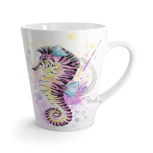 Seahorse Zebra Purple Splash White Latte Mug 12Oz Mug