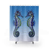 Seahorses Blue On Purple Bubbles Watercolor Shower Curtain 71X74 Home Decor