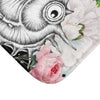 Seahorses Ink Roses Aqua Teal Bath Mat Home Decor