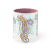 Seahorses Love Magenta Orange Splash Ink Accent Coffee Mug 11Oz