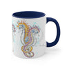 Seahorses Love Magenta Orange Splash Ink Accent Coffee Mug 11Oz