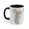 Seahorses Love Magenta Orange Splash Ink Accent Coffee Mug 11Oz