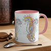 Seahorses Love Magenta Orange Splash Ink Accent Coffee Mug 11Oz