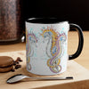 Seahorses Love Magenta Orange Splash Ink Accent Coffee Mug 11Oz