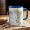 Seahorses Love Magenta Orange Splash Ink Accent Coffee Mug 11Oz