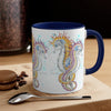 Seahorses Love Magenta Orange Splash Ink Accent Coffee Mug 11Oz