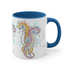 Seahorses Love Magenta Orange Splash Ink Accent Coffee Mug 11Oz