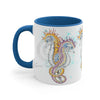 Seahorses Love Magenta Orange Splash Ink Accent Coffee Mug 11Oz