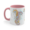 Seahorses Love Magenta Orange Splash Ink Accent Coffee Mug 11Oz