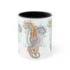 Seahorses Love Magenta Orange Splash Ink Accent Coffee Mug 11Oz Black /