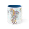 Seahorses Love Magenta Orange Splash Ink Accent Coffee Mug 11Oz Blue /