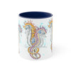 Seahorses Love Magenta Orange Splash Ink Accent Coffee Mug 11Oz Navy /