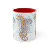 Seahorses Love Magenta Orange Splash Ink Accent Coffee Mug 11Oz Red /