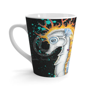 Seahorses Orange Magenta Splash Black Ink Latte Mug 12Oz