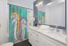 Seahorses Orange Magenta Splash Ink Teal Ii Shower Curtain Home Decor