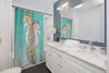 Seahorses Orange Magenta Splash Ink Teal Shower Curtain Home Decor
