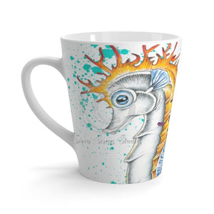 Seahorses Orange Magenta Splash White Ink Latte Mug 12Oz