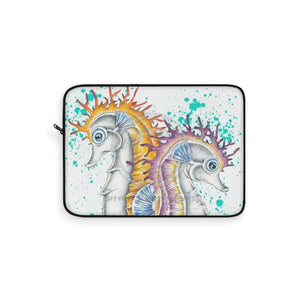 Seahorses Orange Magenta Teal Ink Laptop Sleeve 15