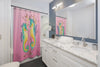 Seahorses Pink Stained Glass Shower Curtain Home Decor