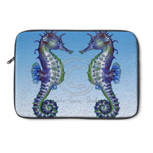 Seahorses Watercolor Blue Laptop Sleeve 13