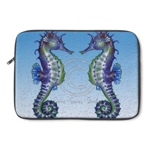 Seahorses Watercolor Blue Laptop Sleeve 13
