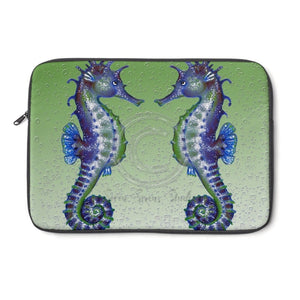 Seahorses Watercolor Green Laptop Sleeve 13
