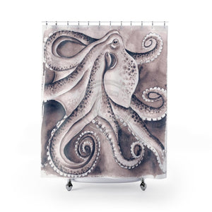 Sepia Dancing Octopus Watercolor Art Shower Curtains 71 X 74 Home Decor