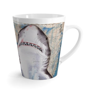 Shark Watercolor & Compass Art White Latte Mug 12Oz Mug