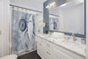Shark Watercolor & Compass Blue Art Shower Curtain Home Decor