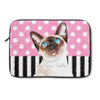 Siamese Cat Polka Dot Watercolor Pink Laptop Sleeve 13
