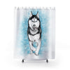 Siberian Husky Polar Sled Dog Running Snow Art Shower Curtain 71 × 74 Home Decor