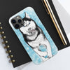 Siberian Husky Polar Sled Dog Running Snow Art White Case Mate Tough Phone Cases