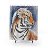 Siberian Tiger Snow Watercolor Art Shower Curtain 71 × 74 Home Decor