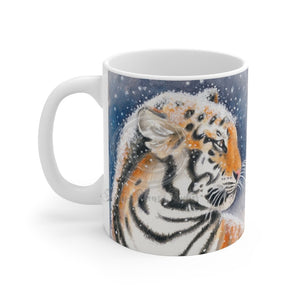 Siberian Tiger Snow Watercolor Mug 11Oz